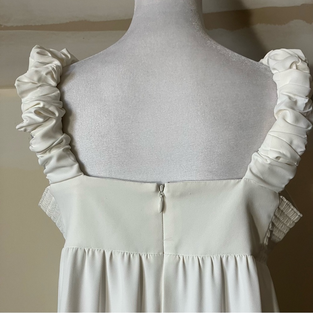 Amanda Uprichard Tiered Nicolia Mini Babydoll Dress in Ivory White size Medium - Picture 11 of 11